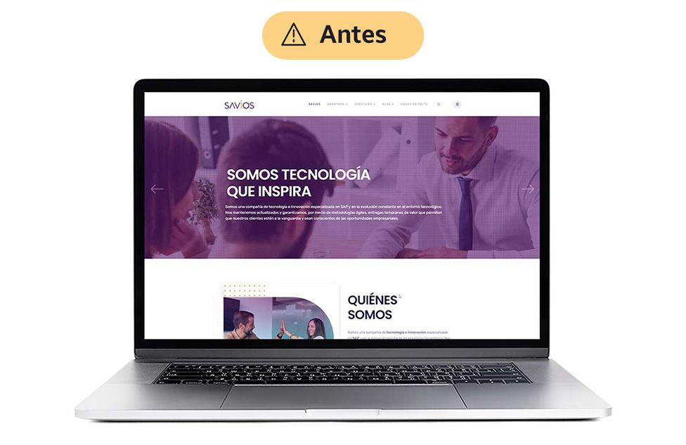 <p>SAViOS contaba con un sitio web que, aunque funcional, no se alineaba con sus objetivos de negocio, ya que proyectaba una imagen desactualizada y presentaba una organizaci&oacute;n de contenidos que dificultaba la navegaci&oacute;n intuitiva, lo cual imped&iacute;a a los usuarios encontrar r&aacute;pidamente las soluciones SAP. Adicionalmente, la falta de llamadas a la acci&oacute;n (CTA) estrat&eacute;gicamente ubicadas limitaba las conversiones y reduc&iacute;a las oportunidades de generar leads cualificados, por ello, SAViOS necesitaba una actualizaci&oacute;n que no solo mejorara la experiencia del usuario, sino que tambi&eacute;n optimizara su visibilidad y facilitara el acceso a sus soluciones, atrayendo as&iacute; a nuevos clientes en mercados locales e internacionales.</p>