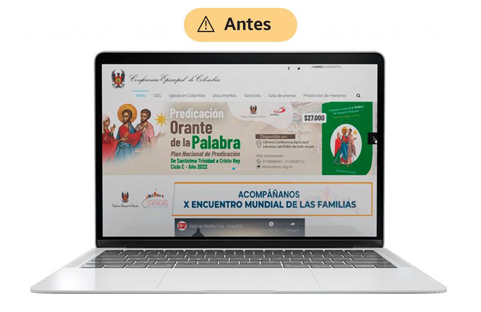 <p>La presencia en l&iacute;nea de la Conferencia Episcopal de Colombia no estaba alineada con las necesidades actuales de comunicaci&oacute;n y tecnolog&iacute;a, as&iacute; que el CEC se vio en la necesidad de actualizar la imagen de su portal web, pues su dise&ntilde;o no hab&iacute;a sido manipulado desde hace varios a&ntilde;os. Adem&aacute;s, las funciones realizadas por el administrador de la p&aacute;gina eran complejas, con poca eficiencia administrativa.</p>